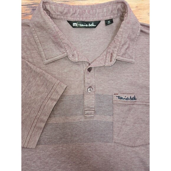 Travis Mathew Mens Maroon Polo Shirt Medium Short Sleeve Button-Up - Picture 4 of 8